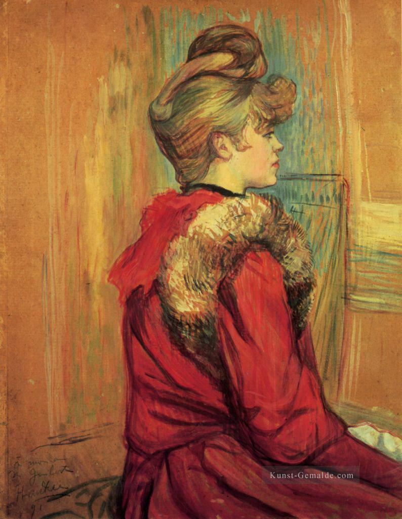 in einem Pelz Mademoiselle jeanne fontaine 1891 Toulouse Lautrec Henri de Mädchen Ölgemälde
